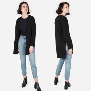 Everlane Black Wool Cashmere Blend Long Side Slit Cardigan Sweater Size M EUC